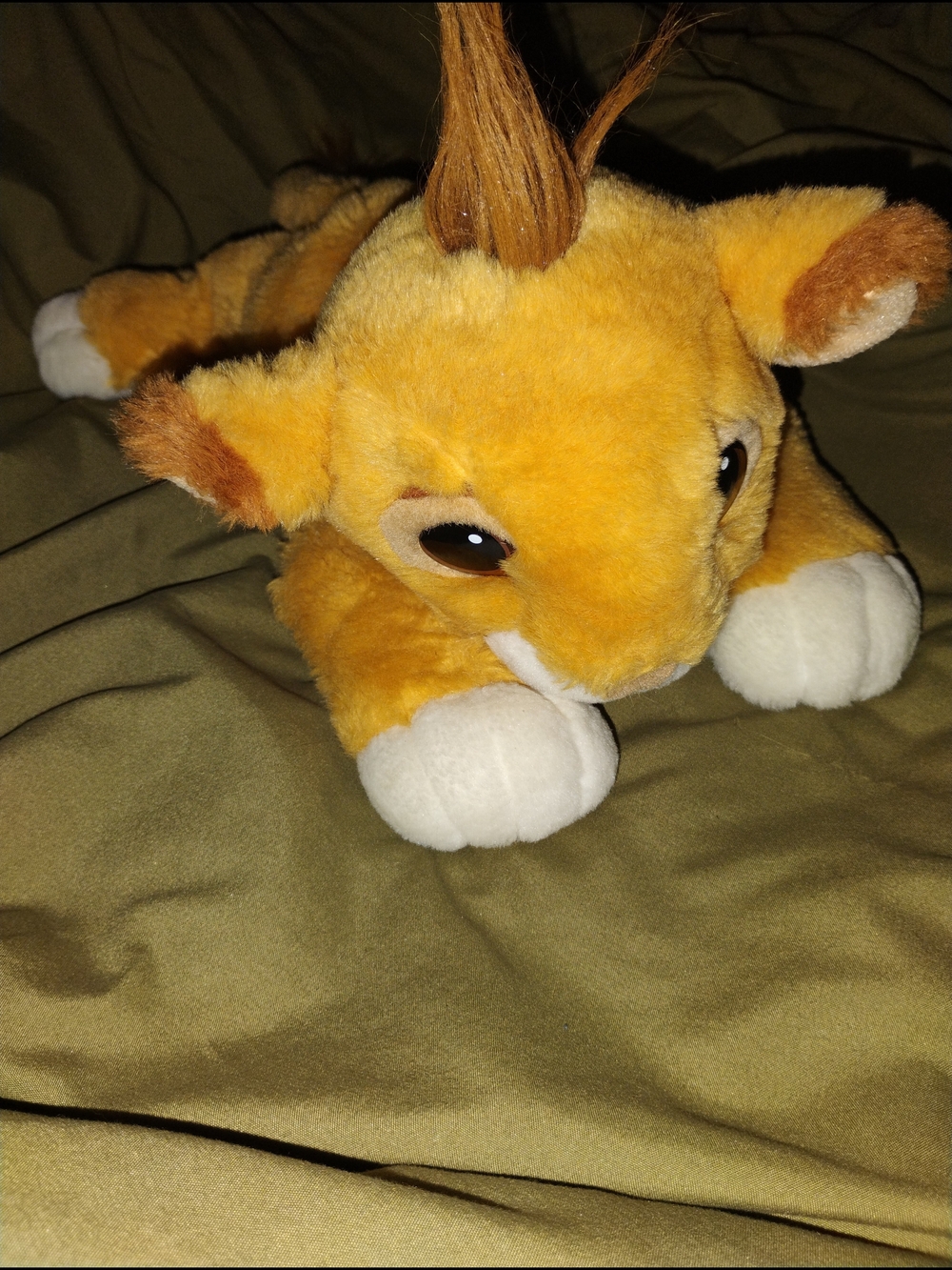 1993 Yellow Plush Simba Lion Stuffed Animal with White Paws